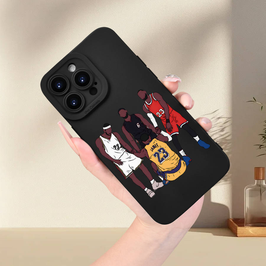 1Pc Black For iPhone 14 Plus Basketball Player Phone Case