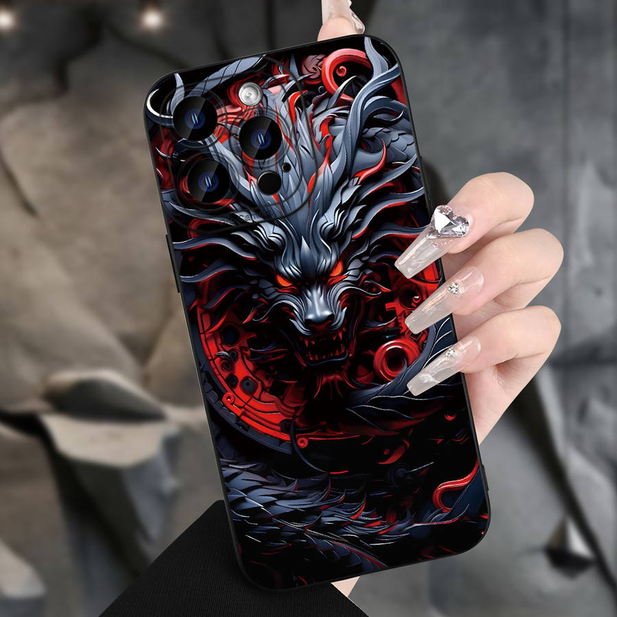 1Pc Black For iPhone 14 Pro Max Creative Design Dragon Phone Case