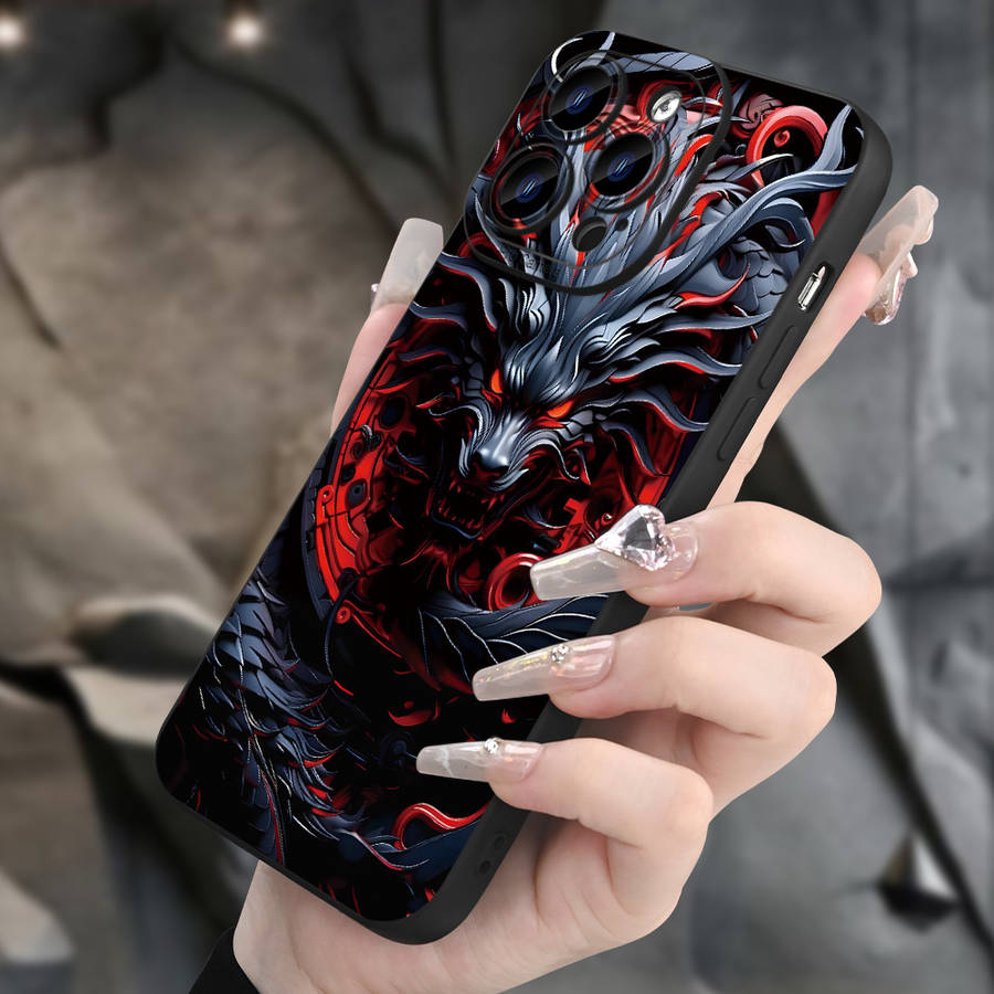 1Pc Black For iPhone 14 Pro Max Creative Design Dragon Phone Case