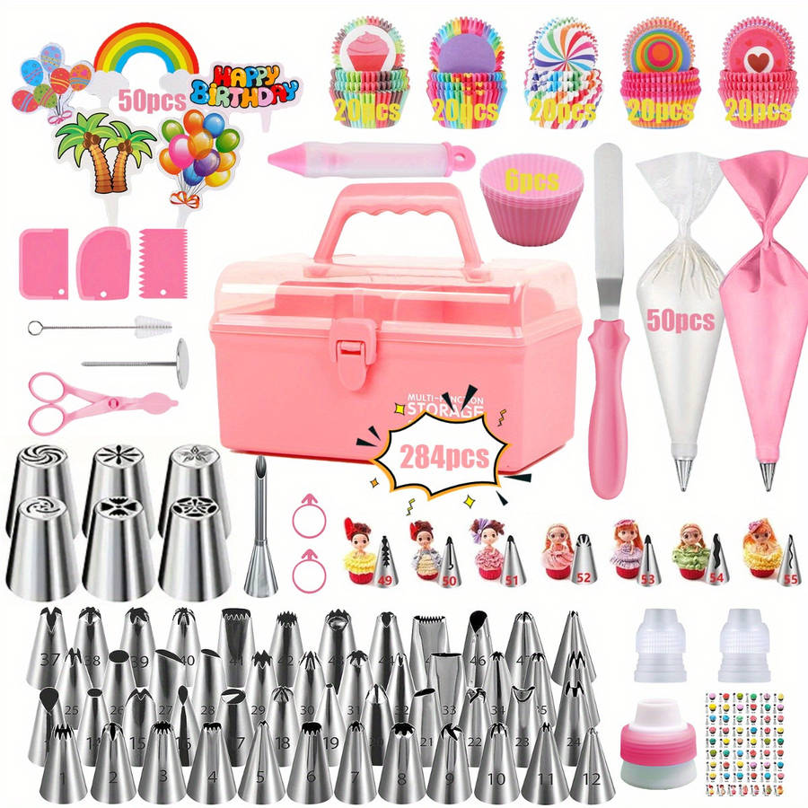 Professional Cake Decorating Head Color 284Pcs Pink