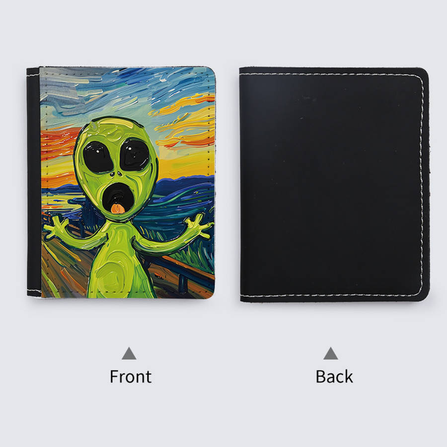 Screaming Alien Print Slim Walletultra-Thin 8 Card Slots Foldable Credit Coin Purse With