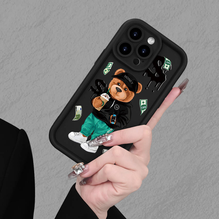 1Pc Mixed Color For iPhone XS Max Money Bear Pattern Phone Case