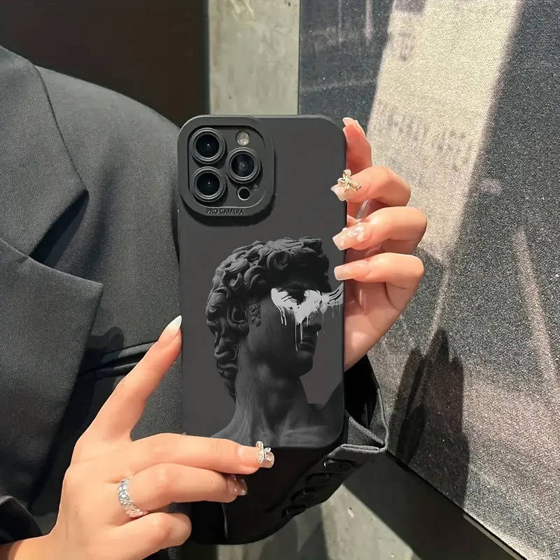 1Pc Black For iPhone 15 Pro Art Aesthetic David Phone Case