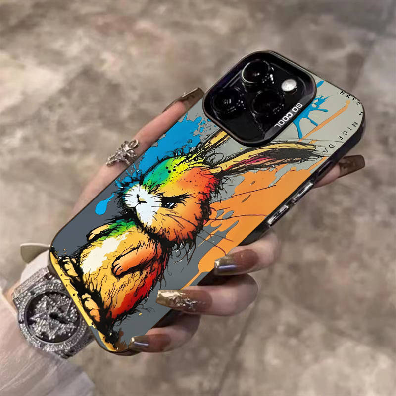 1Pc Mixed Color For iPhone 15 Pro Funny Rabbit Print Phone Case
