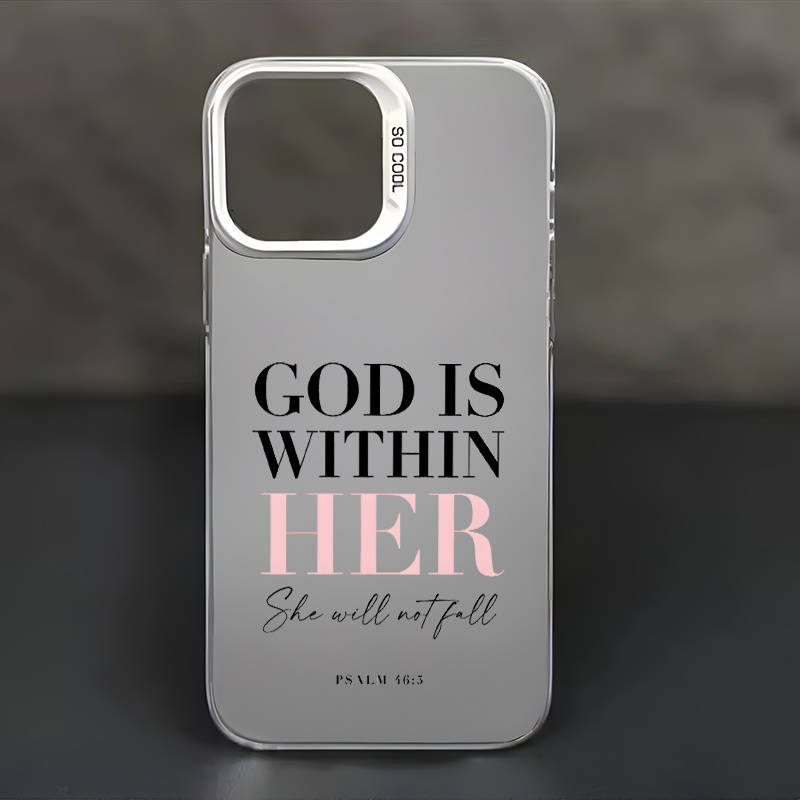1Pc Silvery For iPhone 12 Words Psalm Christian Phone Case