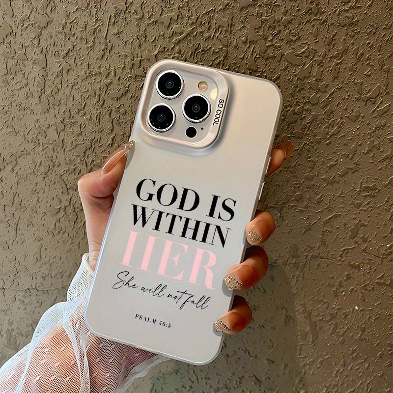 1Pc Silvery For iPhone 12 Words Psalm Christian Phone Case