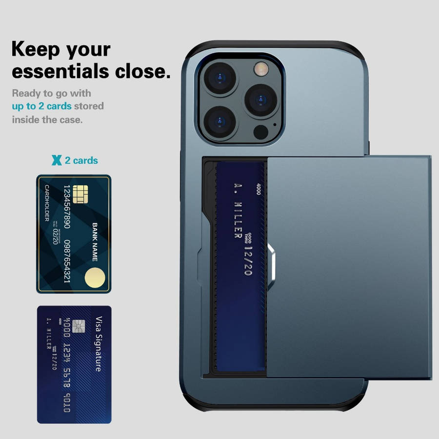 1Pc Blue For iPhone 11 Card Slots Cover Phone Case