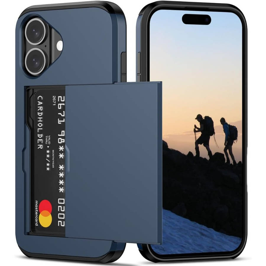 1Pc Blue For iPhone 11 Card Slots Cover Phone Case