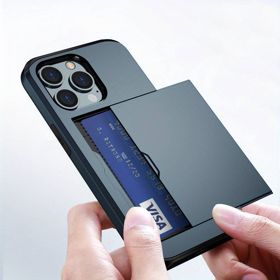 1Pc Blue For iPhone 11 Card Slots Cover Phone Case