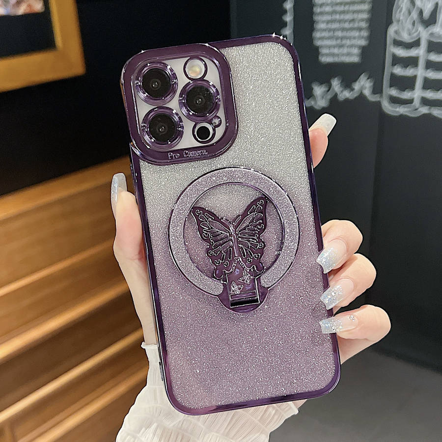 1Pc Golden For iPhone 15 Girl Glitter Phone Case