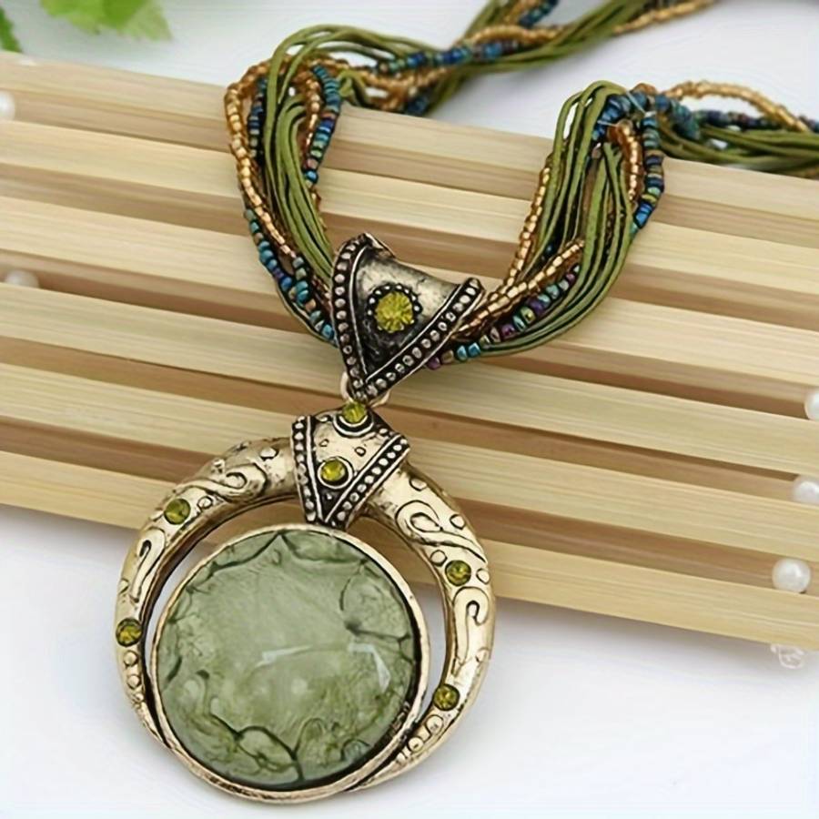 Womens Necklace Color Green