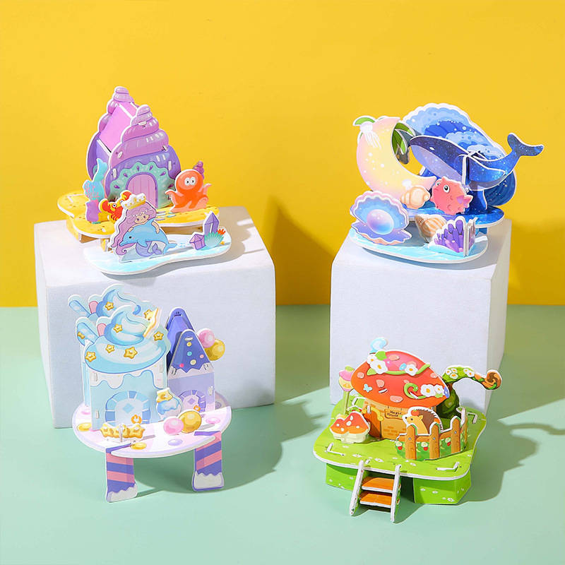 Building Toy Architectural Model Toy Set Color 4 Puzzles Of Wonderful Castle Are Randomly Sent