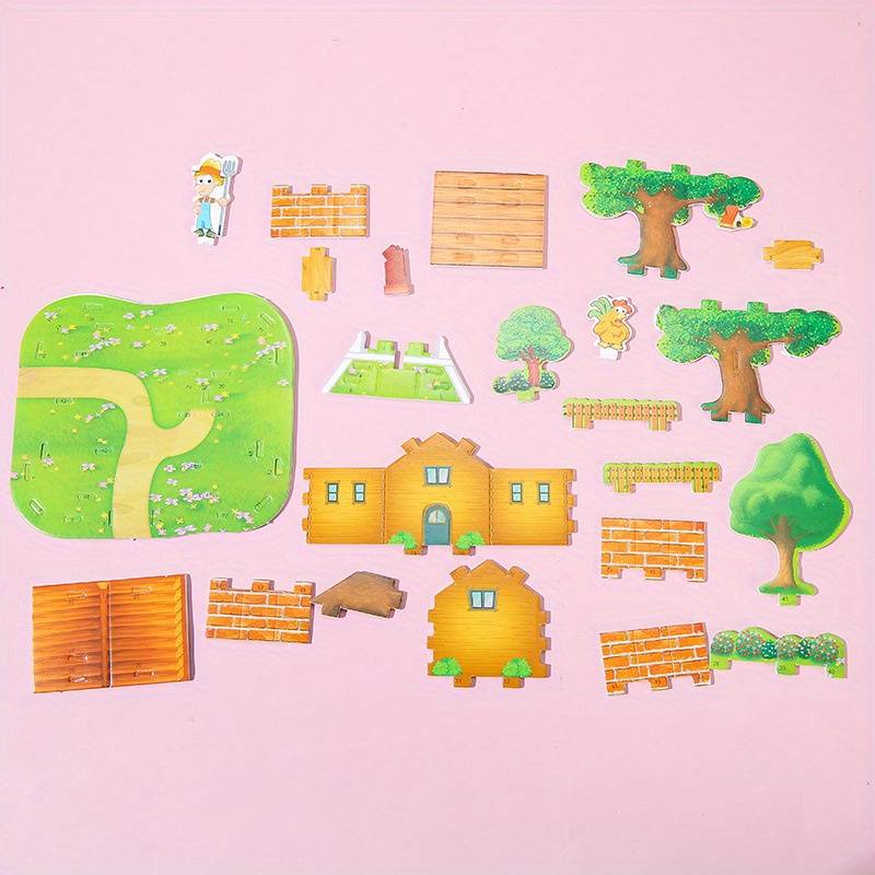 Building Toy Architectural Model Toy Set Color 4 Rural Puzzles Randomly Sent