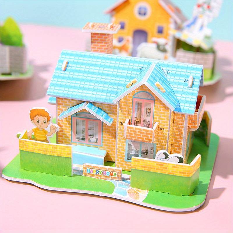 Building Toy Architectural Model Toy Set Color 4 Rural Puzzles Randomly Sent