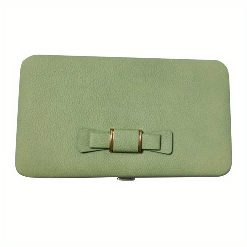 1pc Elegant Faux Leather Phone Wallet with Bow Detail Card Slots Zipper Pocket and Wrist Str