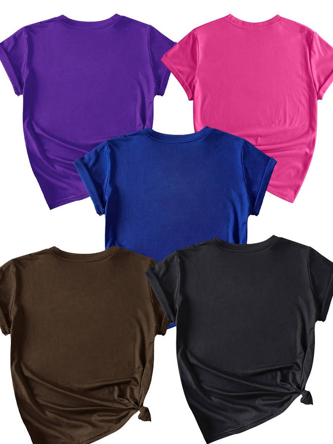 Womens T Shirt Color Black   Brown   Royal Blue   Rose Red   Purple Sizes