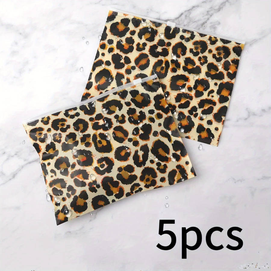 Storage Bag Color 5Pcs Leopard Print Cosmetic Bag