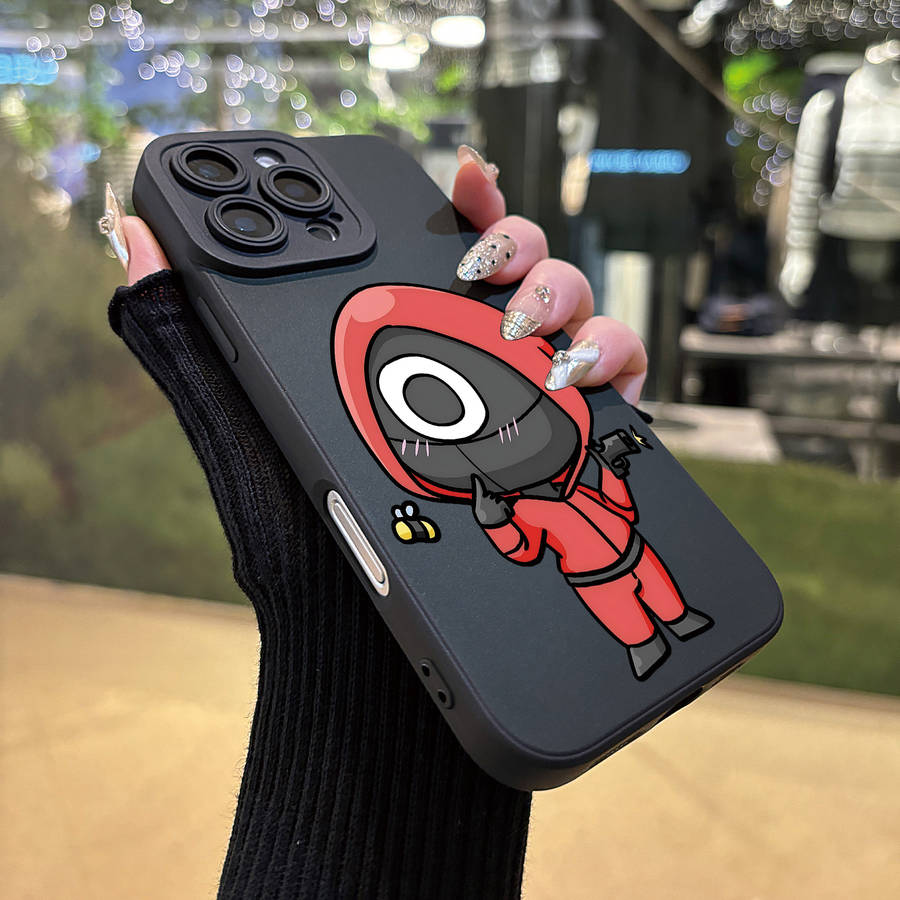 1Pc Black For iPhone 15 Pro Angel Eye Game Red Phone Case