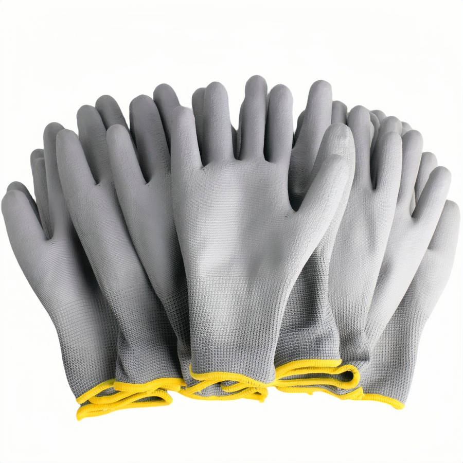 Work Gloves Color Gray   14Pcs Polyester Add Pu