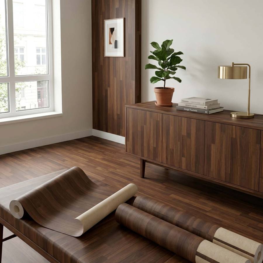 Self Adhesive Floor Stickers Parquet Walnut 40Cm*100Cm