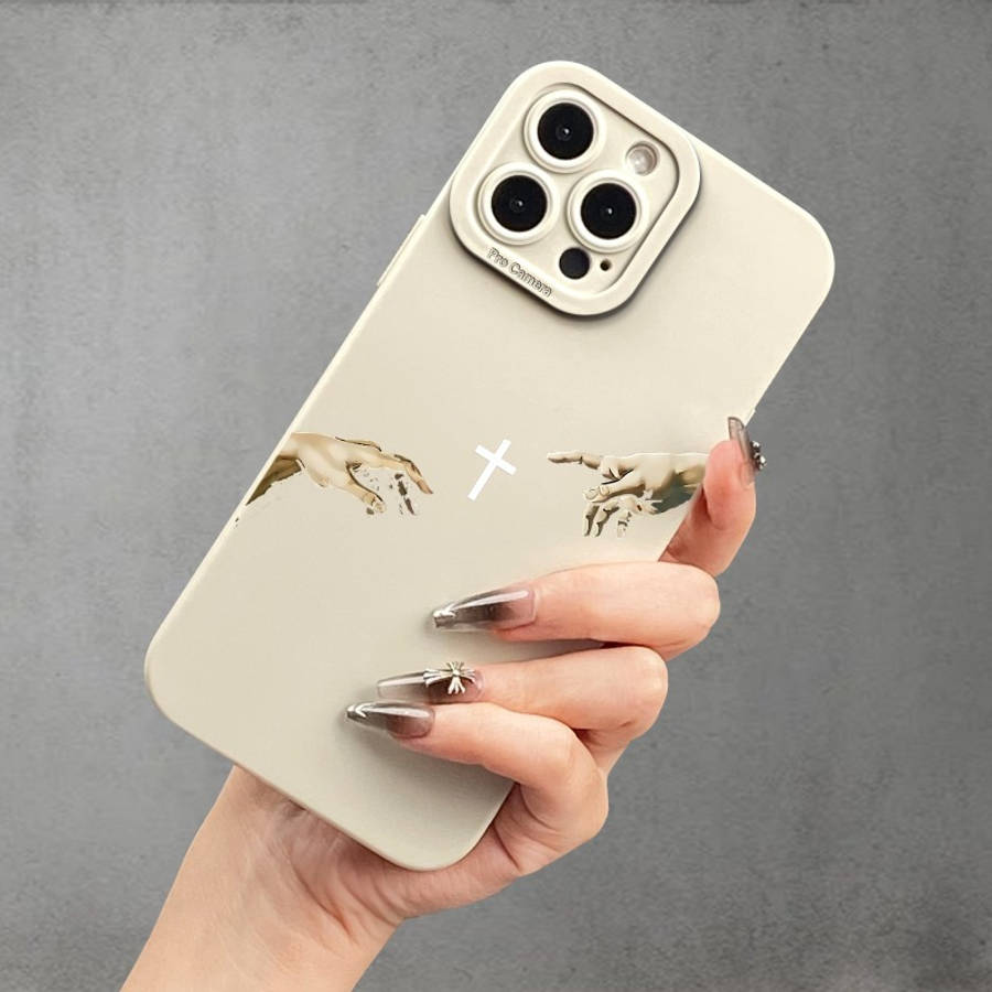1Pc Beige For iPhone XS Max Two Finger Crosses Phone Case