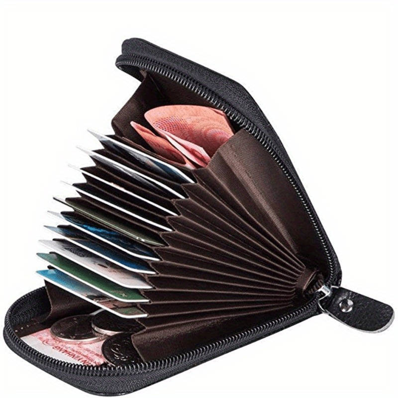 Men'S Stylish Card Holder with a Zippered Coin CompartmentPerfect for Organizing And Safeguarding