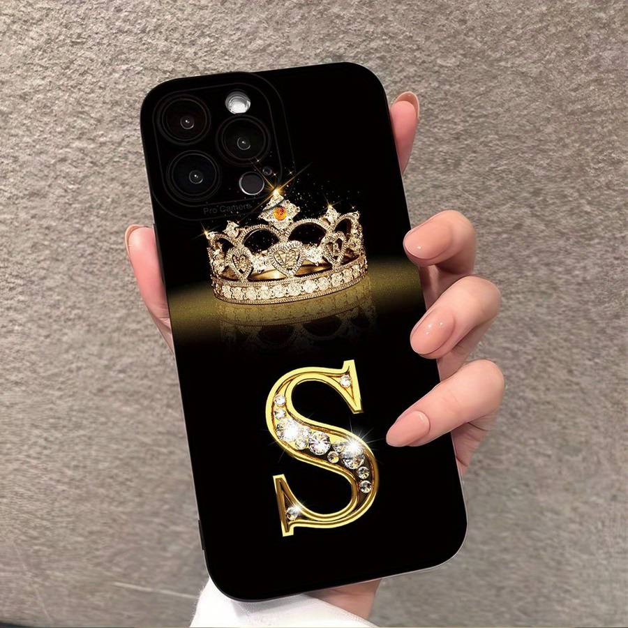 1Pc Black For iPhone 15 Plus Crown S Design Phone Case