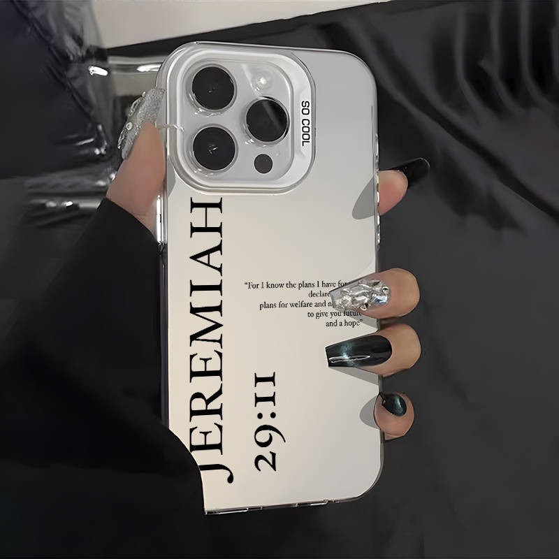 1Pc Black For iPhone 15 Pro Bible Verse Christian Phone Case