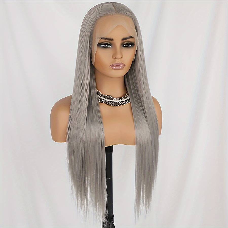 Grey Womens Wigs Hair Length 66.04Cm