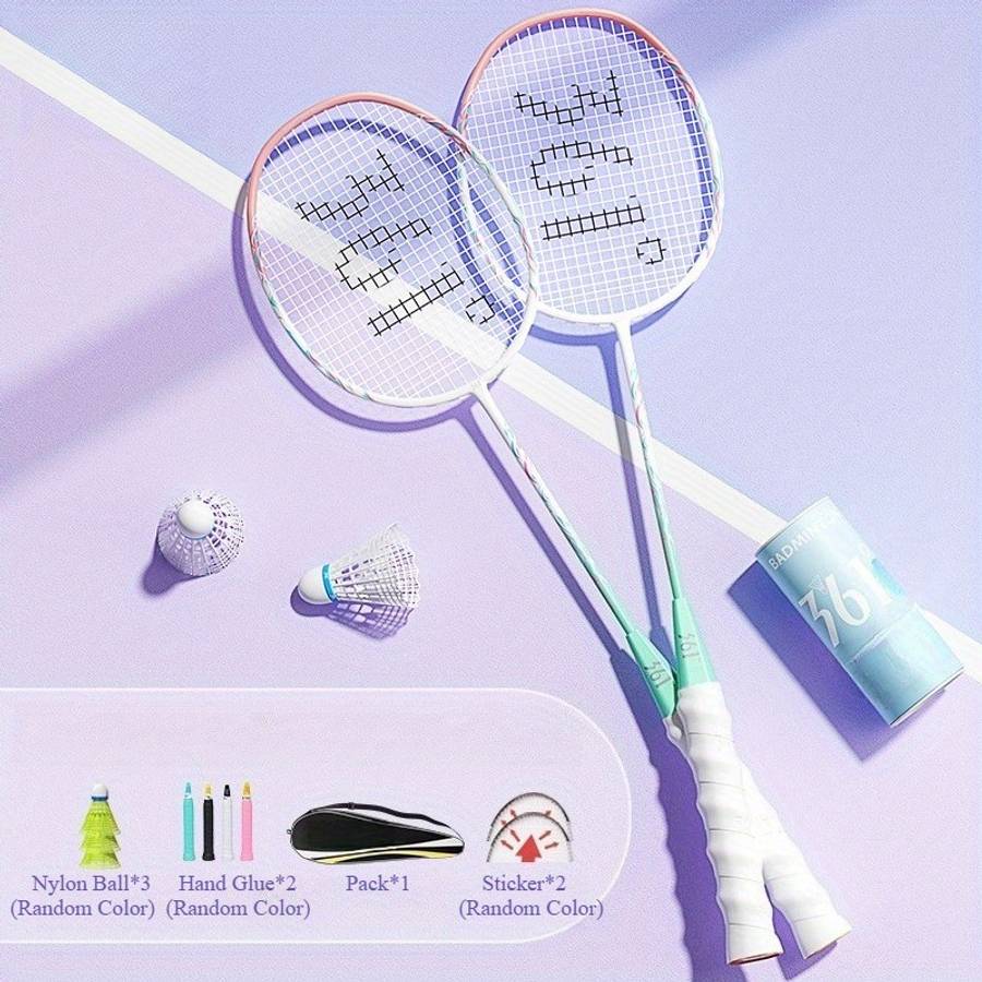 Badminton Racket Color 775 Pink Greenfree 6Piece Set