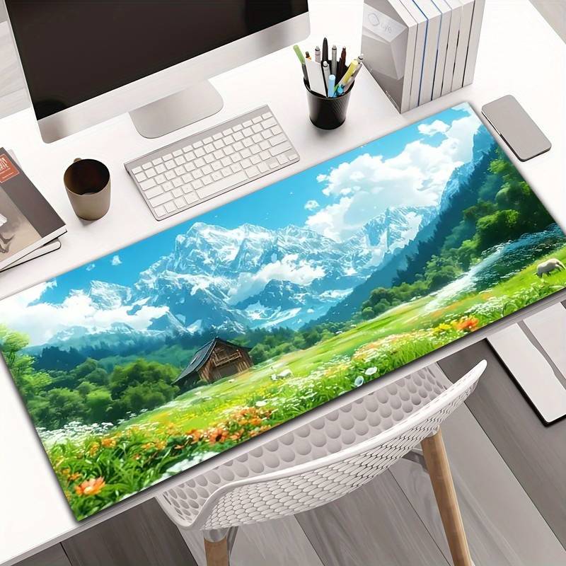 Mouse Pad Size 1Pc Snow Mountain Forest 30X80Cm