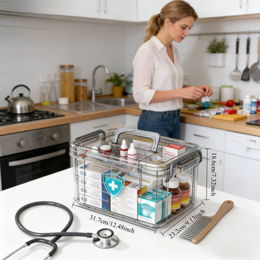 Antibacterial Box L Household Medical Transparent Storage Medicine Box Jfabf100Pc0996