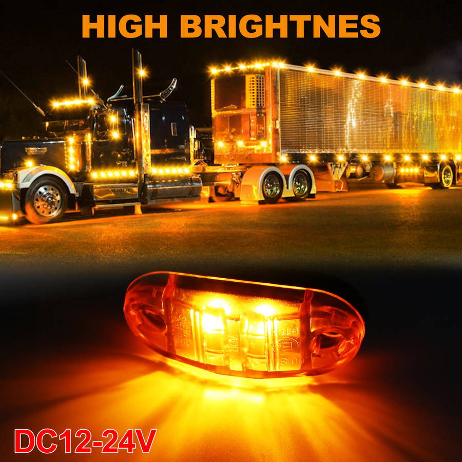 10pcs Amber LED Marker Lights for Trucks RVs & Trailers Amber Front & Side Indicat