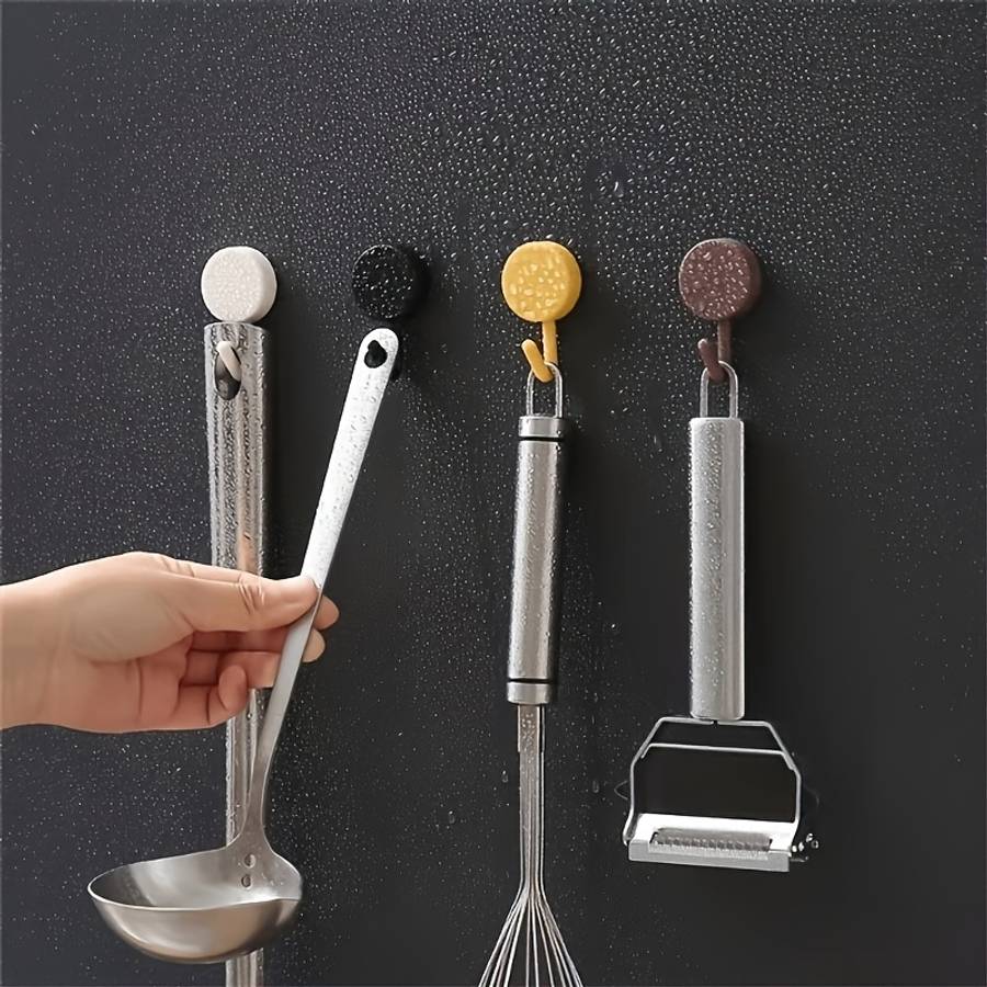 7 Strong Adhesive Hooks Waterproof Nano Glue No Residue Wall color Black-7pcs
