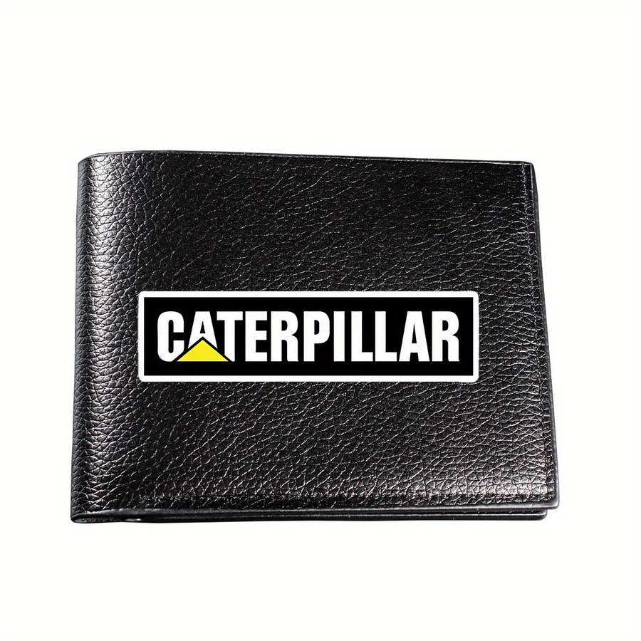 Caterpillar Logo Men'S Faux Leather Walletcasual Style Multifunctional Short Bifold Wit