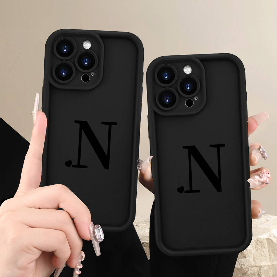 1Pc Black For iPhone XR Letter N Phone Case