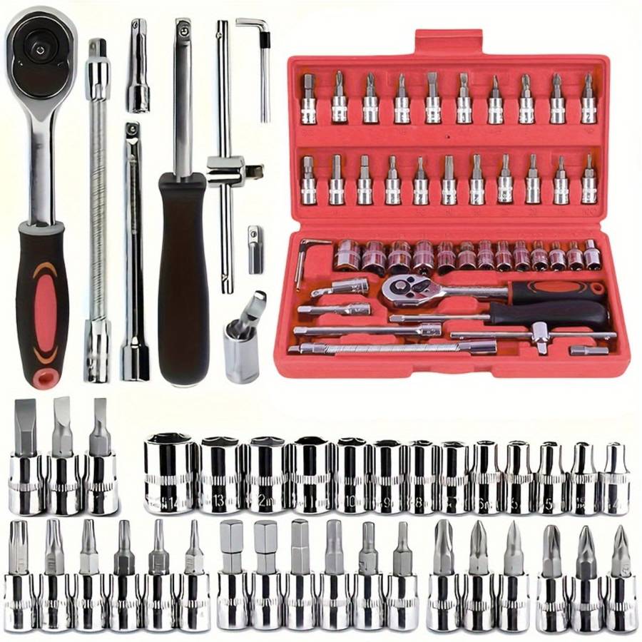 Screwdriver Bit Tool Set Color Wy041703 1 Size Red   46Pcs