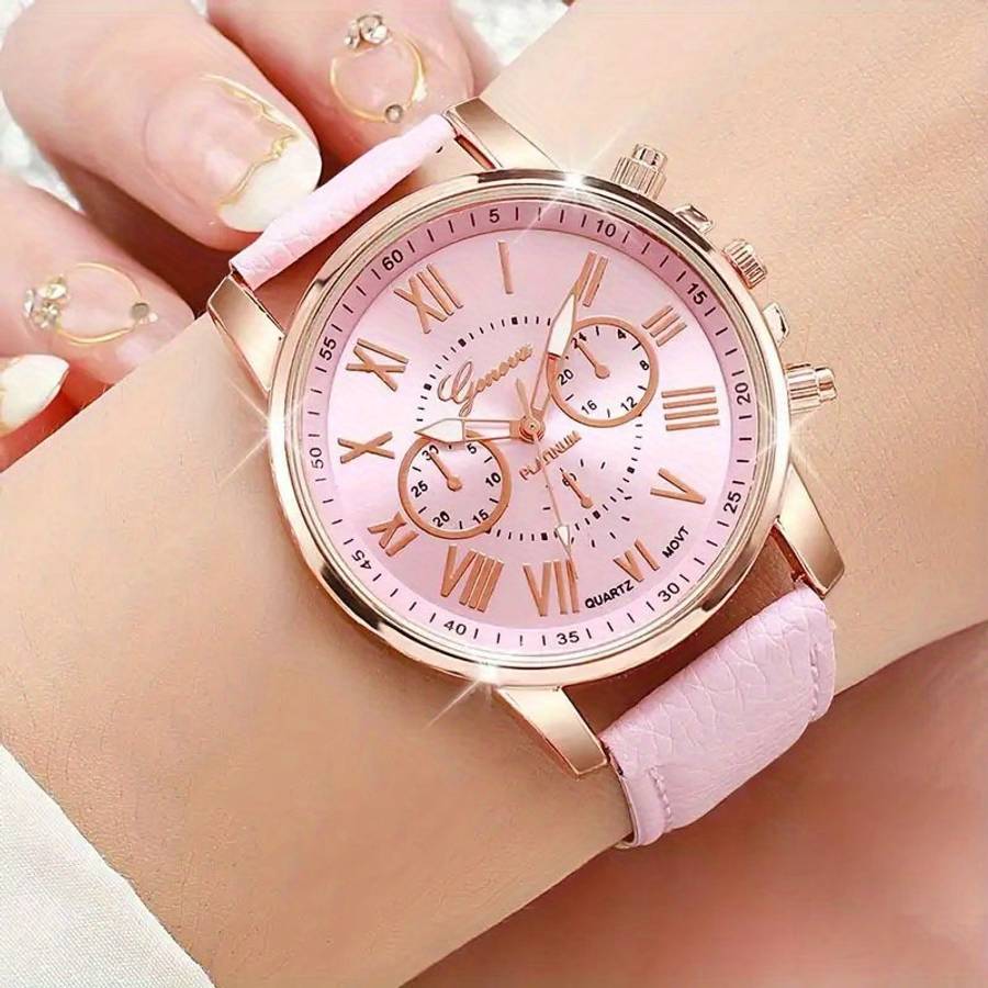 10Pcs Quartz Wrist Watch Set Round Case Fashionable For Men And