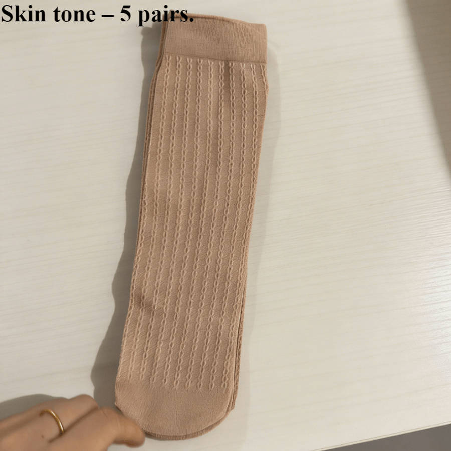 Women S Socks Color Black 5 Pairslight Beige 5 Pairs Size Onesize