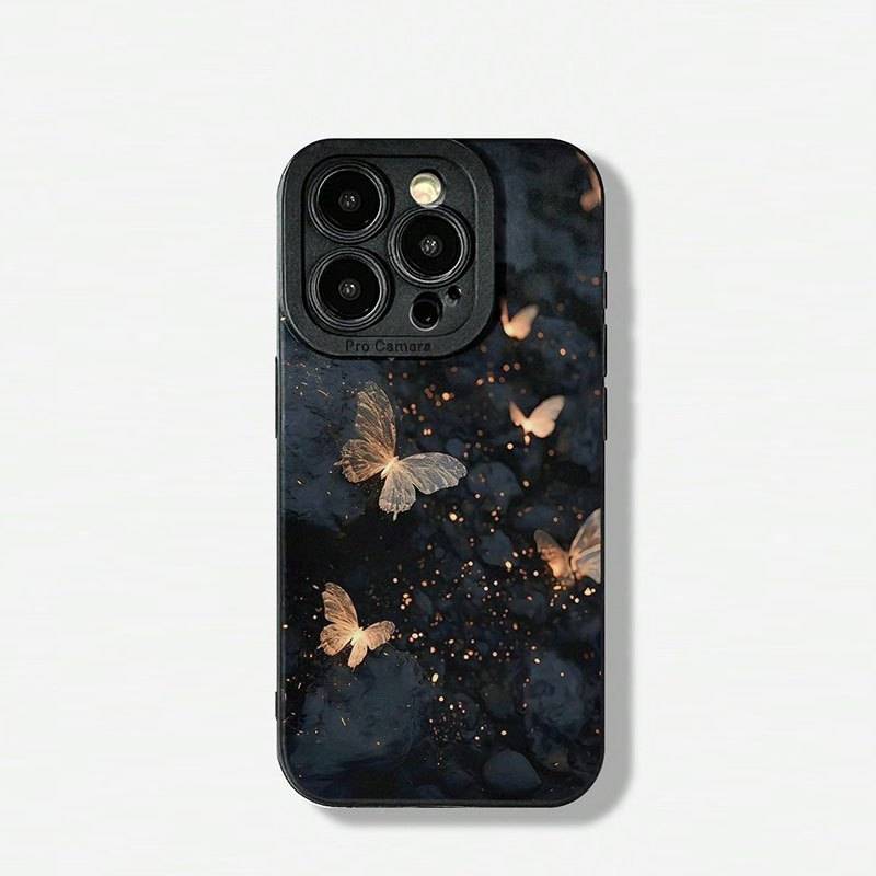 1Pc Black For iPhone 15 Pro Exquisite Butterfly Phone Case
