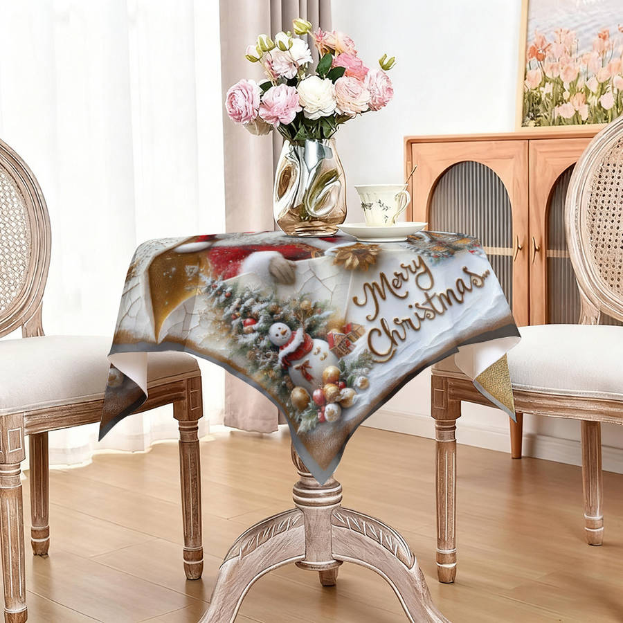 Christmas Tablecloth Color Style1 Size 140Cmx140Cmx55.1Inch