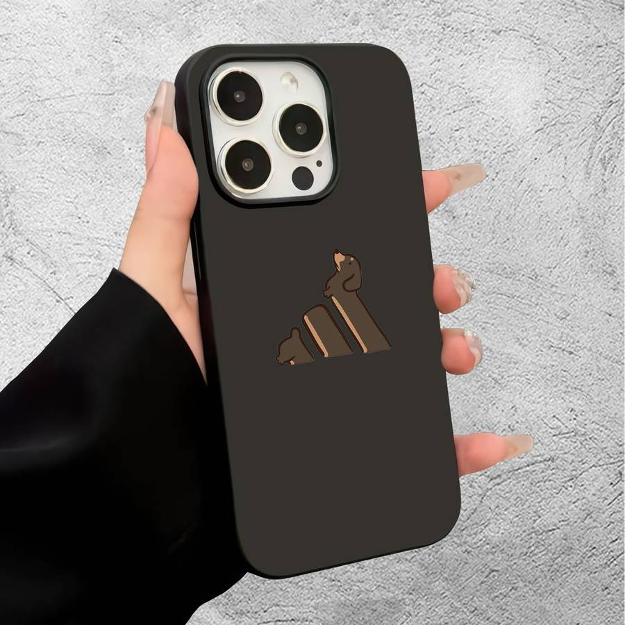 1Pc Black For iPhone 14 Pro Max Dachshund Pattern Phone Case