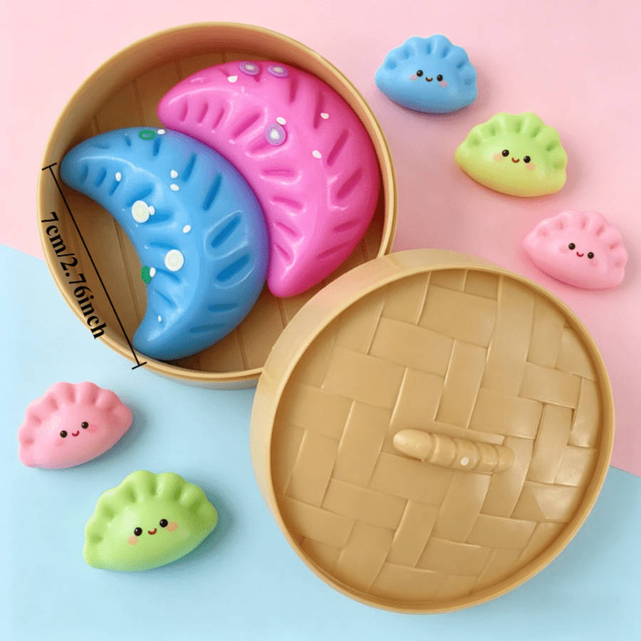 Squeezable Toys Color Random Style 2 Dumplings 1 Lid 1 Base