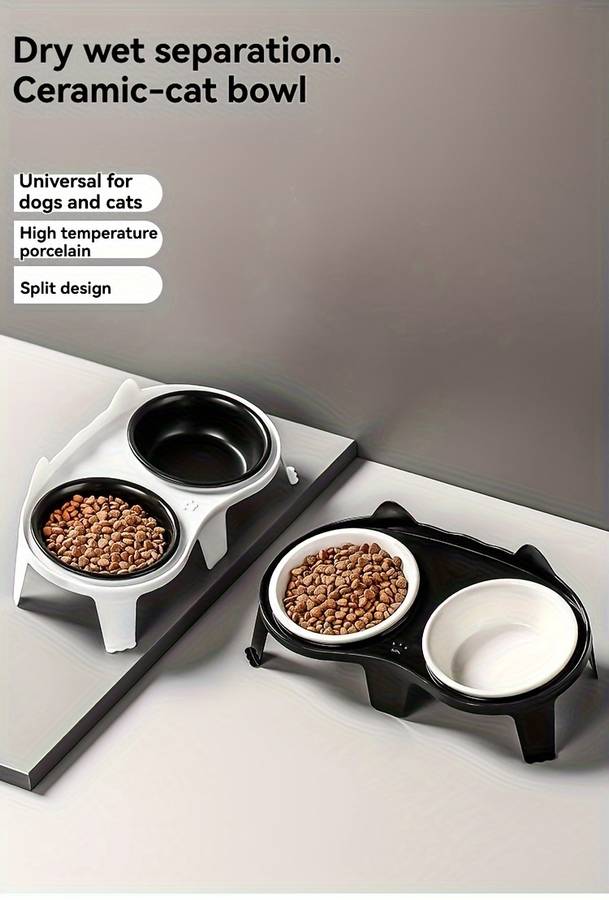 Pet Supplies Color White Stand Add  Black White Bowl