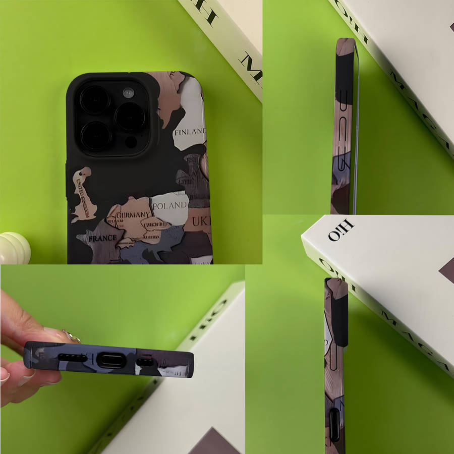 1Pc Mixed Color For iPhone 16 Pro World Map Phone Case