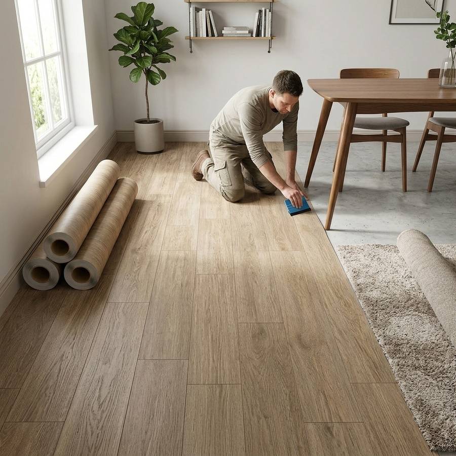 Self Adhesive Floor Stickers Maple Birch 40Cm*100Cm