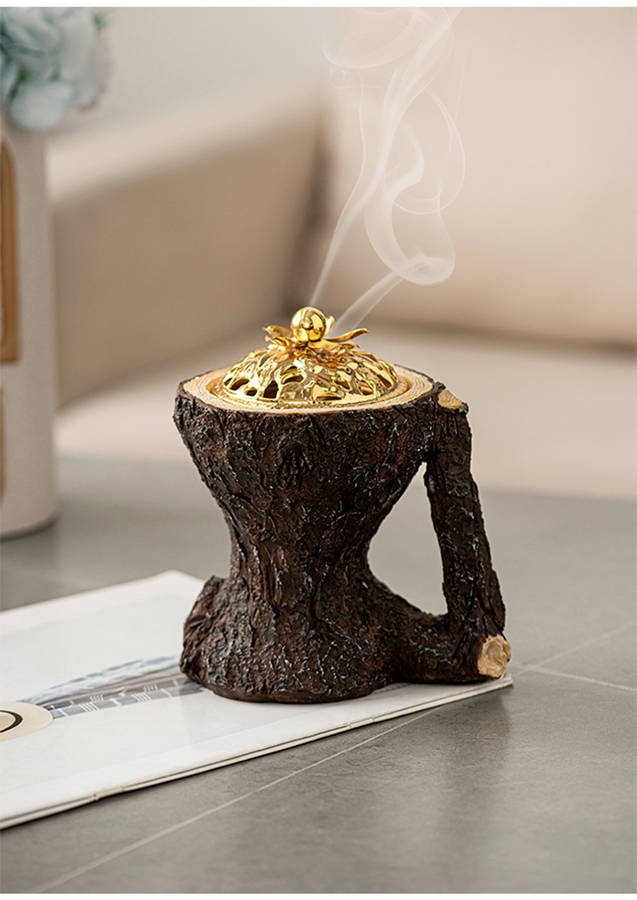 Incense Burner Color  Tree Bark Handle Incense Burner