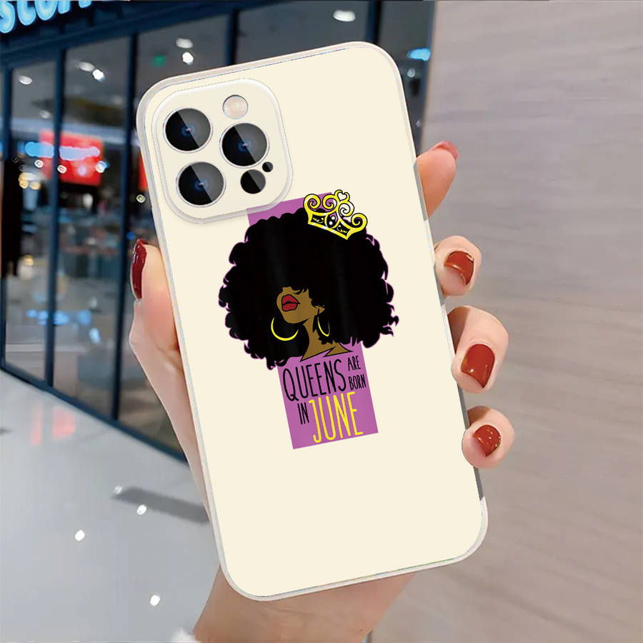 1Pc Black For iPhone 15 Plus Queen Vibes Phone Case