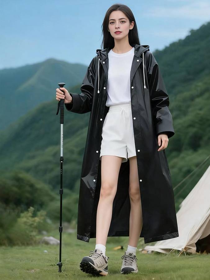 Raincoat Black Size Asian Xl
