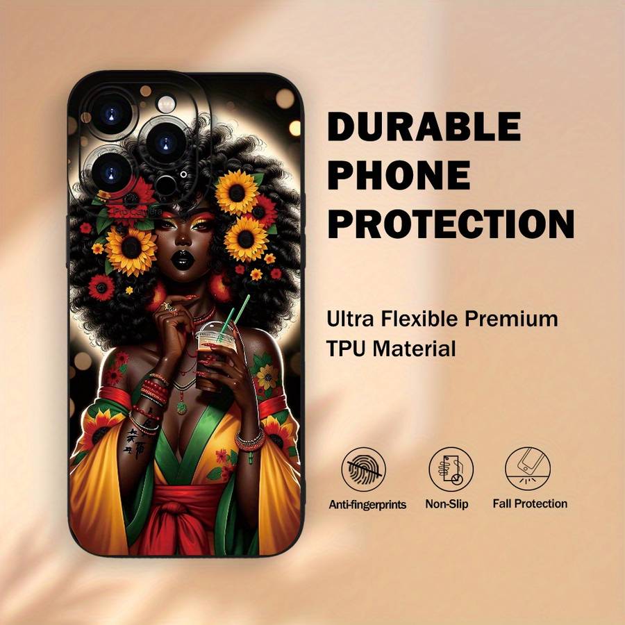 1Pc Black For iPhone XR African Girl Phone Case